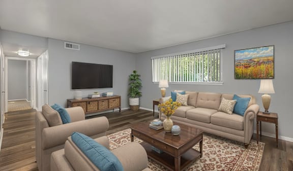 Living Room With Window at Lifestyle at Shreveport Apartments, Louisiana
