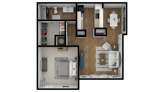 1Bed 1Bath Floor Plan at Lifestyle at Shreveport Apartments, Shreveport
