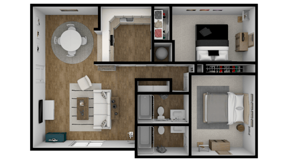 2Bed 2Bath Floor Plan at Lifestyle at Shreveport Apartments, Louisiana, 71109