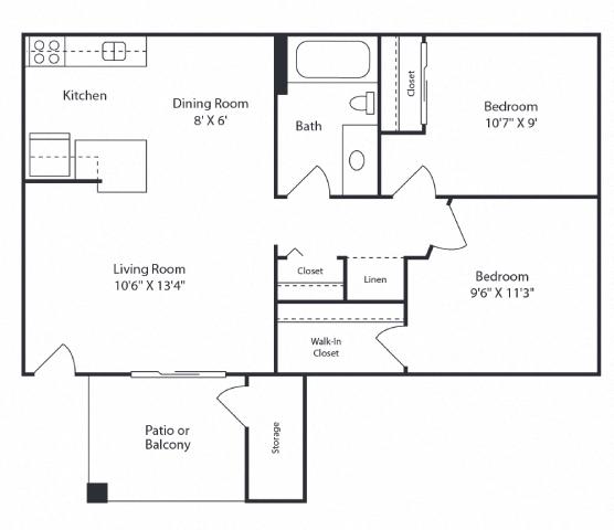a floor plan of a living room and a kitchen