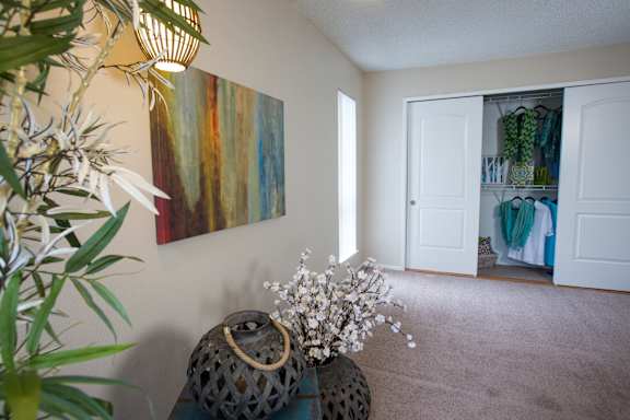 Model Home bedroom and closet at Abby Creek Apartments, Carmichael, 95608
