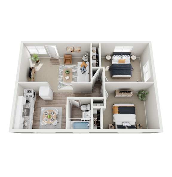 Willow Manor 2x1 1134 sq ft corner units floor plan 3D image