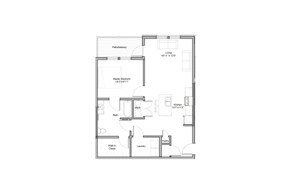 1 bedroom floor plan at Embarq Apartments