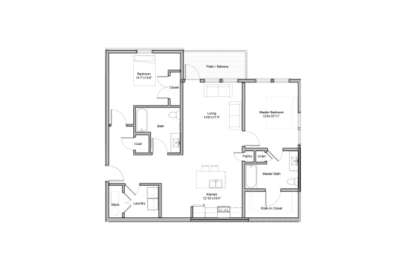2 bedroom floor plan