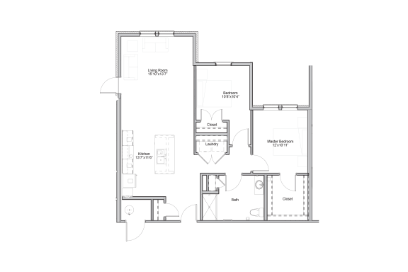 2 bedroom floor plan at Embarq Apartments