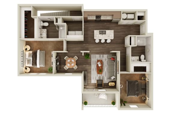 2 bedroom floor plan with attached garage