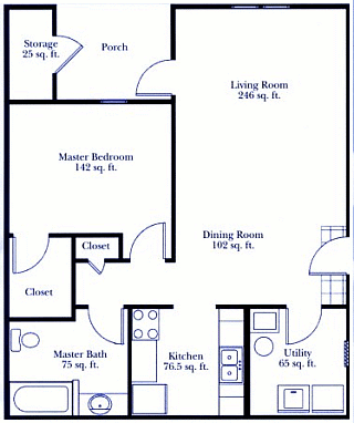 1 bedroom floor plan