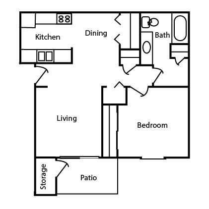 1 bedroom floor plan at CHA Logansport