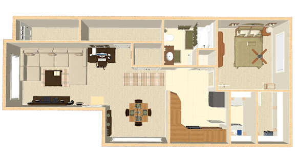 a 1 bedroom floor plan diagram