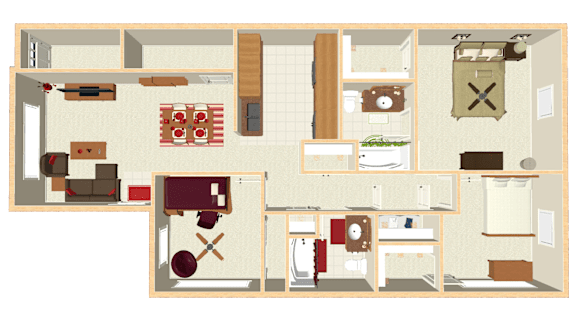 a 3 bedroom floor plan diagram
