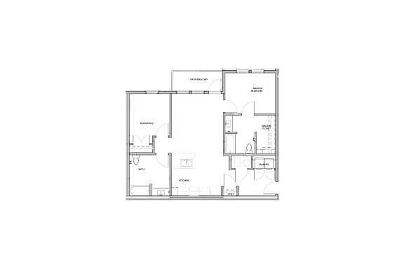 A floor plan of a 2 bedroom apartment