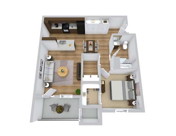 1 bedroom 3D floor plan