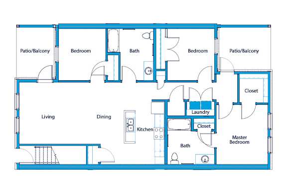 a 3 bedroom floor plan diagram