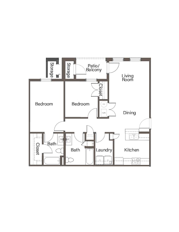 a 2 bedroom apartment floor plan