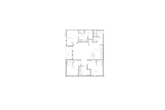 A floor plan of a house with multiple rooms and a garage.