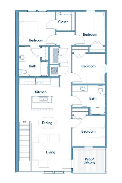 a 4 bedroom floor plan diagram