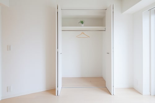 Large closet with open doors