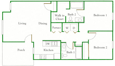 2 bedroom floor plan