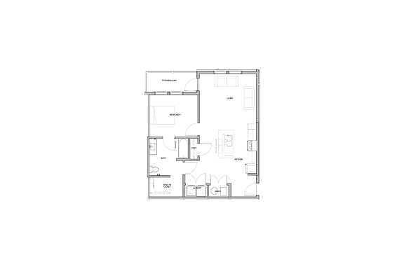 a 1 bedroom floor plan of an apartment