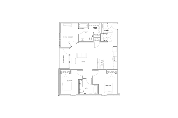a 3 bedroom apartment floor plan