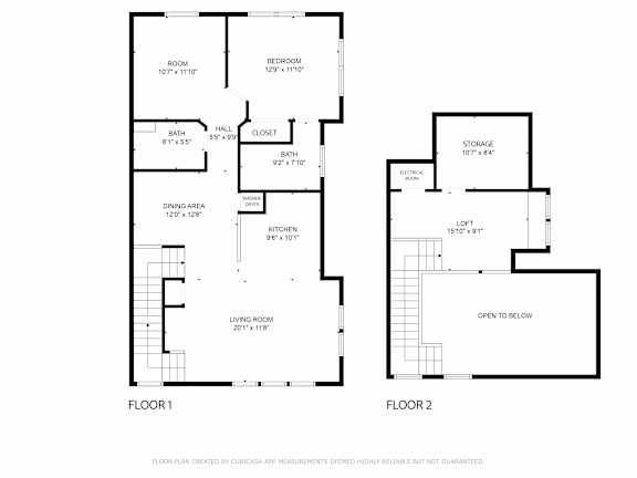 A black and white image of a floor plan for a two-story house.