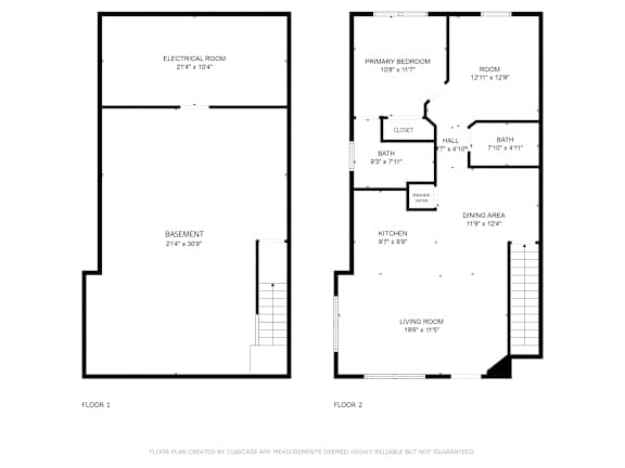 A floor plan for a two story home with a basement.