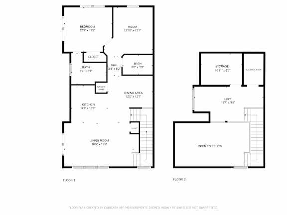 A black and white image of a floor plan for a two-story house.