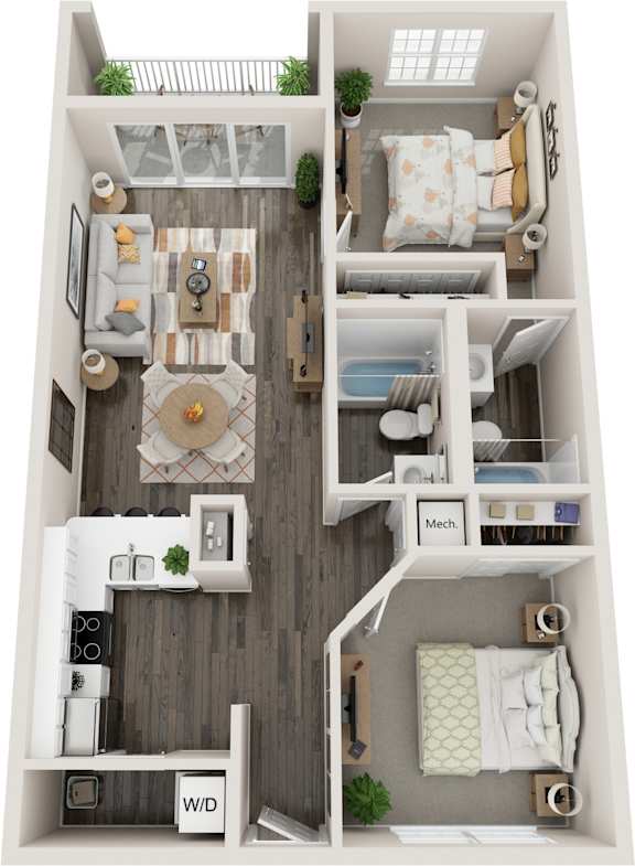 Calinda Floor Plan at Coastline Apartments, Fort Walton Beach Florida
