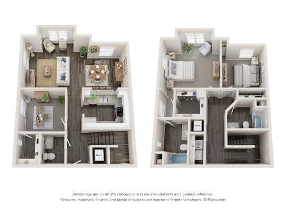 Chiaretto and Chiaretto II TH Floor Plan at Elan Apartments, Fort Walton Beach Florida