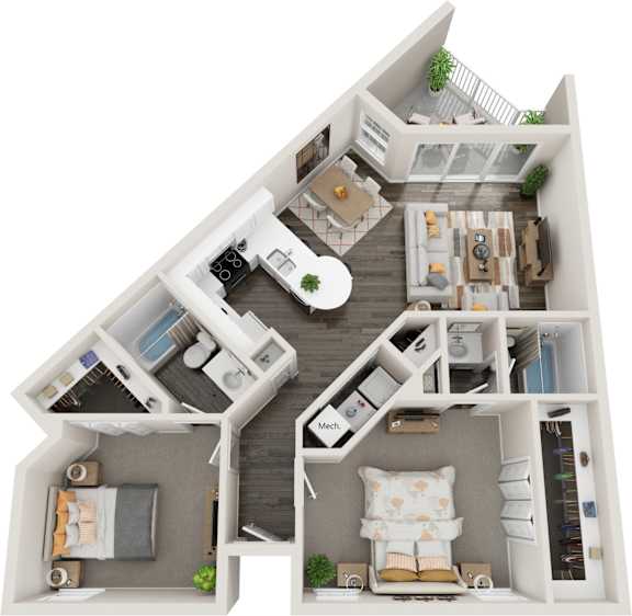 Cozumel Floor Plan at Coastline Apartments, Fort Walton Beach, FL 32547