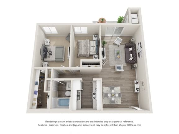 Cambridge Floor Plan at Hampton in Highland Apartments, Indiana, 46322