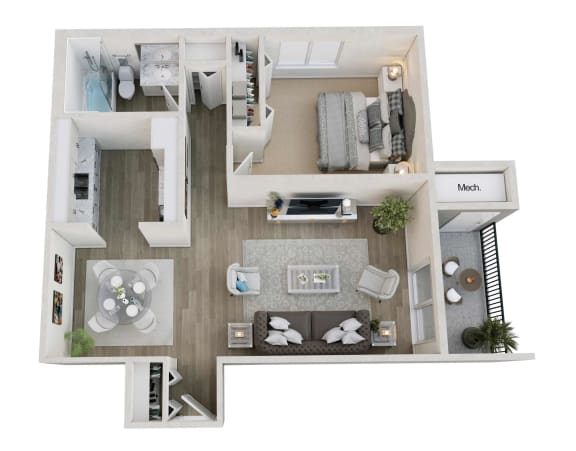 Ivanhoe Floor Plan at Hampton in Highland Apartments, Indiana