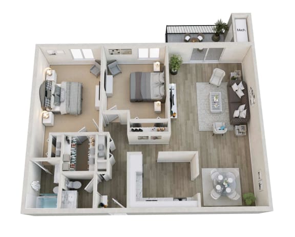 Warwick Floor Plan  at Hampton in Highland Apartments, Indiana, 46322