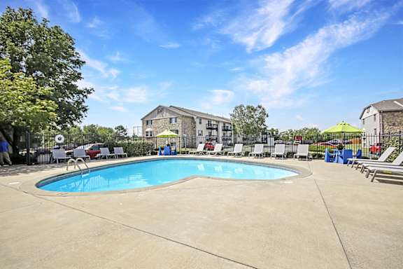 Heart shaped Blue Cool Swimming Pool at Southridge, Kansas, 66103