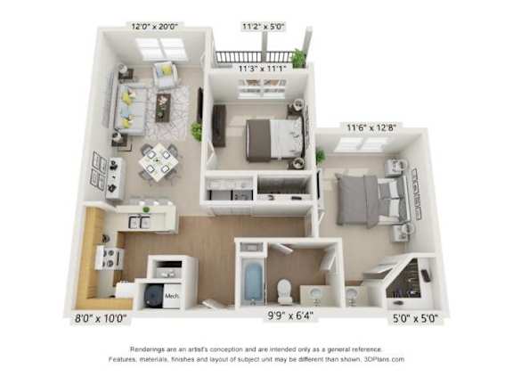 B Floor Plan at Vita on Grant, Indiana, 46410