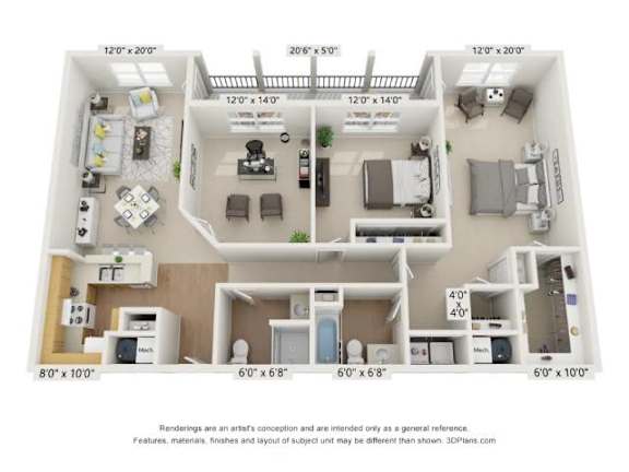 F Floor Plan at Vita on Grant, Merrillville, 46410