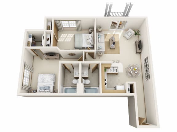 C3 Floor Plan at Rivers Edge Apartments, Wisconsin, 53186