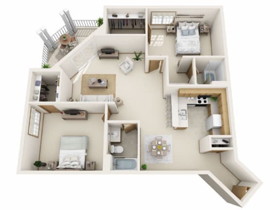 C4 Floor Plan at Rivers Edge Apartments, Waukesha