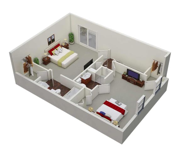 a floor plan of a home with two floors; two bedrooms, 2.5 baths and a living room at Stonewater Apartments, Louisville, KY