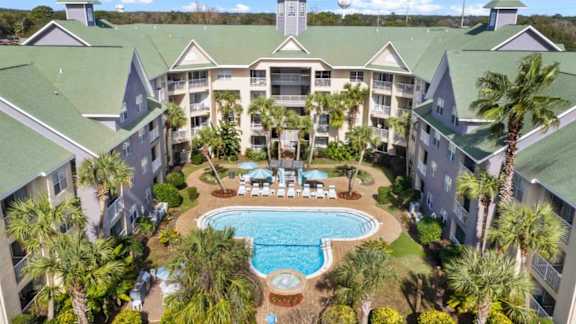 Pool Aerial View at Coastline Apartments, Florida