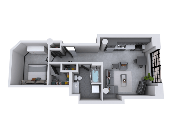 bedroom floor plan an in 3d