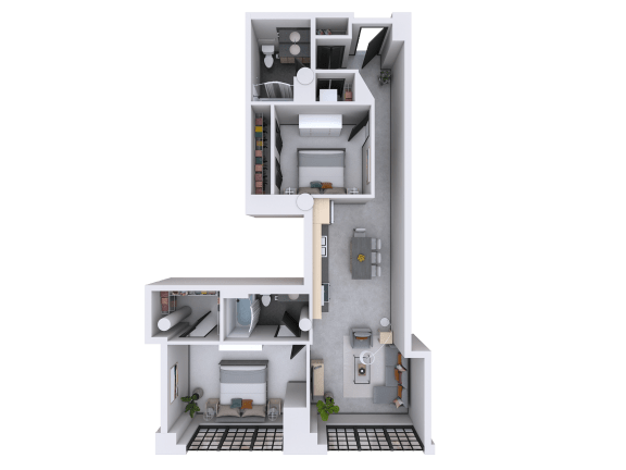 bedroom floor plan an in 3d
