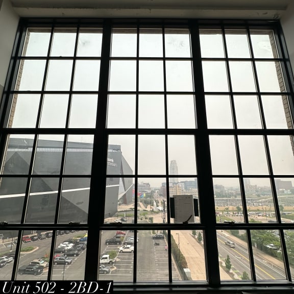 a view of the city from a large window