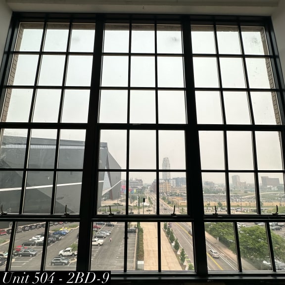 a view of the city from a large window