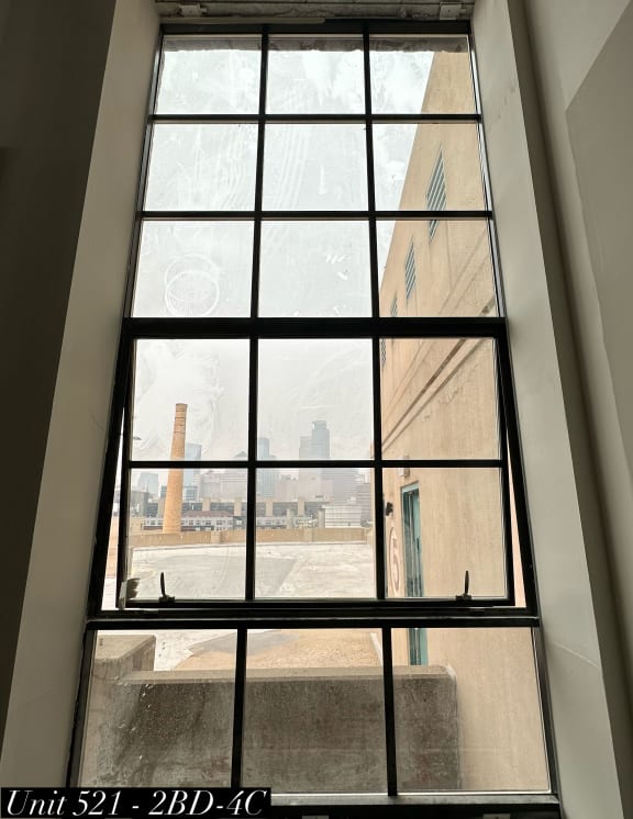 the view from the window in the stairwell