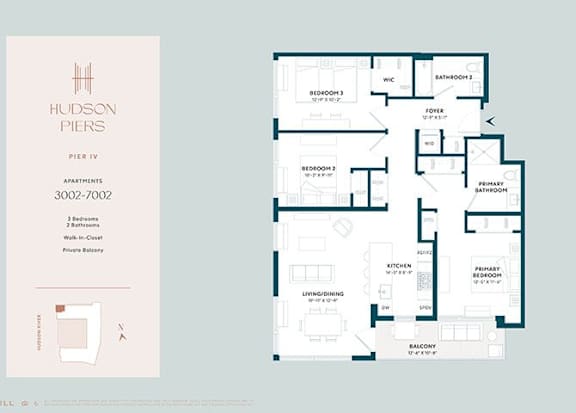 A floor plan for Hudson Piers Pier IV apartments is displayed.