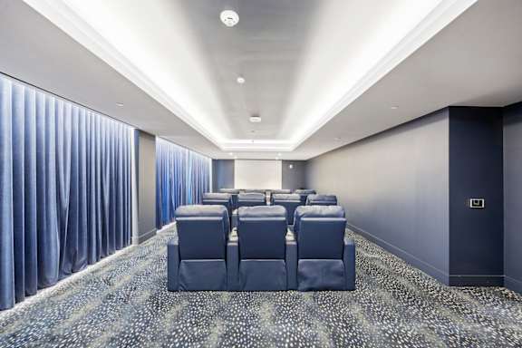Screeninng room at Hudson Piers, Yonkers, New York