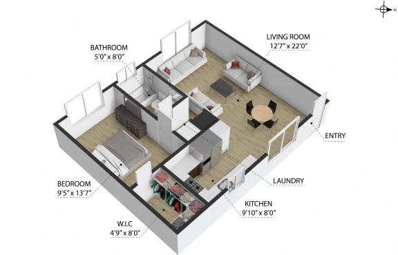 1 bed 1 bath at Ocean Breeze Terrace Apartment, Huntington Beach, CA, 92648