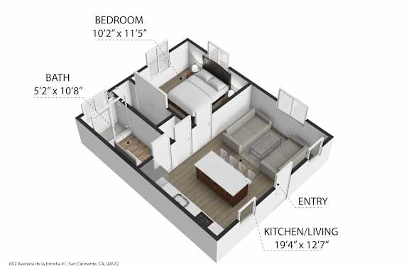 1 bed 1 bath B at Seaview Terrace Apartment Homes, San Clemente