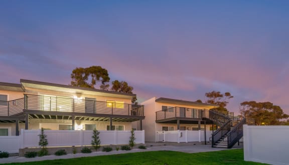 Seaview Terrace exterior views of the apartments at sunset